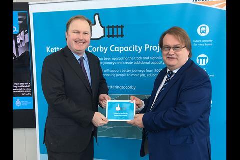 Network Rail has completed a £130m project launched in 2014 to increase capacity on the line between Kettering and Corby.
